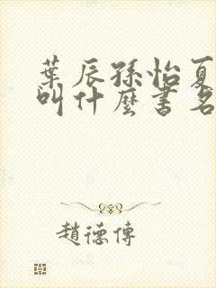 叶辰孙怡夏若雪叫什么书名封面