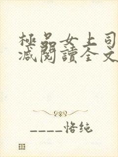 极品女上司无删减阅读全文封面