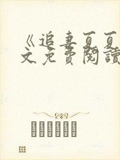 《追妻夏夏》全文免费阅读封面