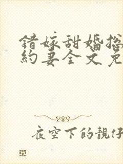 错嫁甜婚总裁契约妻全文免费阅读