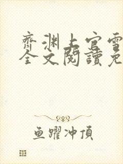 齐渊上官雪小说全文阅读免费无弹窗封面