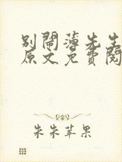 别闹薄先生小说原文免费阅读