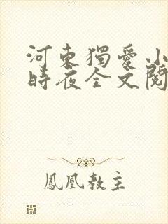 河东独爱小说顾时夜全文阅读