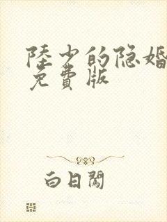陆少的隐婚罪妻免费版封面