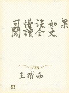 可惜没如果小说阅读全文