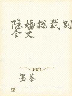 隐婚总裁别太坏全文
