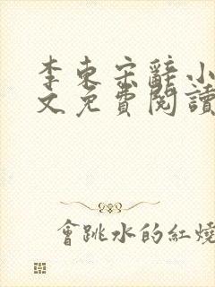 李东宋辞小说全文免费阅读封面
