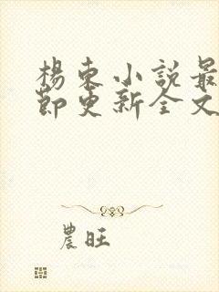 杨东小说最新章节更新全文阅读