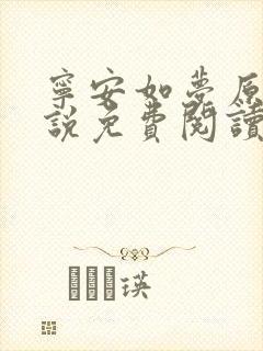 宁安如梦原著小说免费阅读无弹窗
