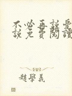 不必再说爱我小说免费阅读无弹窗