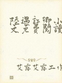 陆遇许卿小说全文免费阅读
