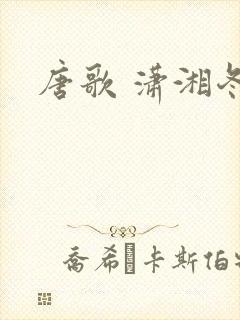 唐歌 潇湘冬儿封面