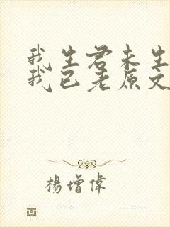 我生君未生君生我已老原文