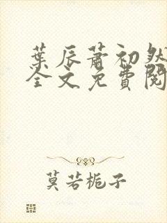 叶辰萧初然小说全文免费阅读无弹窗