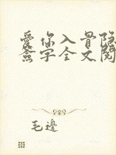 爱你入骨隐婚请签字全文阅读封面