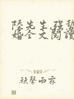 陆先生,强势锁婚全文阅读