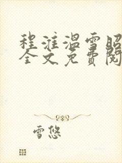 程淮温雪昭小说全文免费阅读封面