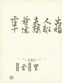 霍爷夫人出价一千亿想离婚封面