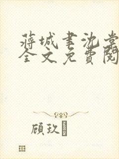 蒋城聿沈棠小说全文免费阅读封面