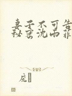 妻子不可告人的秘密沈雨菲小说免费阅读