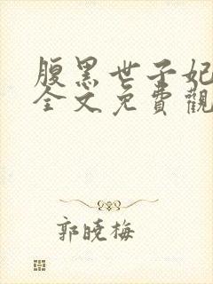腹黑世子妃日常全文免费观看封面