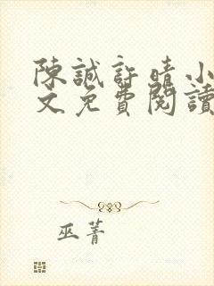 陈诚许晴小说全文免费阅读最新章节封面