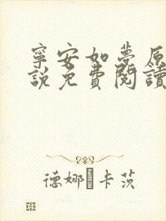 宁安如梦原著小说免费阅读无弹窗