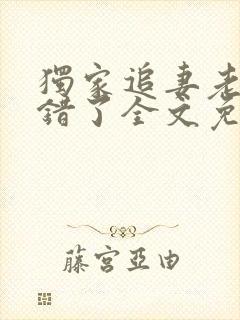 独家追妻老婆我错了全文免费阅读