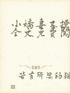 小娇妻又撩又甜全文免费阅读
