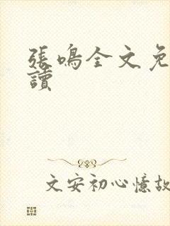 张鸣全文免费阅读封面