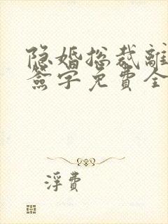 隐婚总裁离婚请签字免费全文