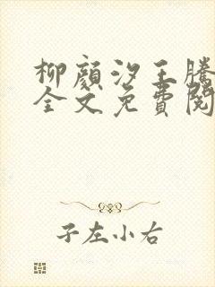 柳颜汐王腾小说全文免费阅读