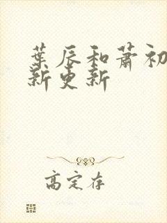 叶辰和萧初然最新更新封面