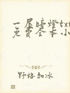 一屋暗灯txt免费全本小说电子书封面