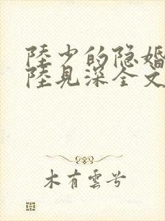 陆少的隐婚罪妻陆见深全文免费阅读封面