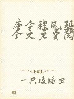 唐今程风延小说全文免费阅读