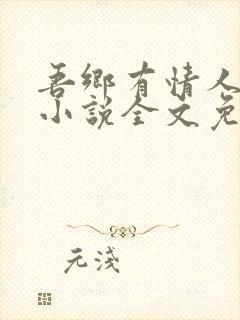 吾乡有情人原著小说全文免费阅读封面