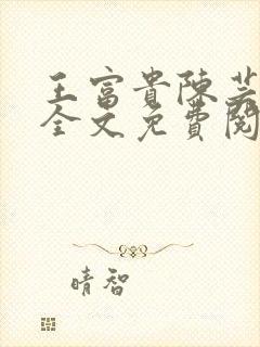 王富贵陈芸小说全文免费阅读封面
