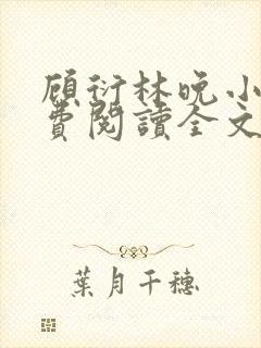 顾衍林晚小说免费阅读全文最新章节更新