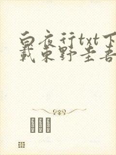 白夜行txt下载东野圭吾