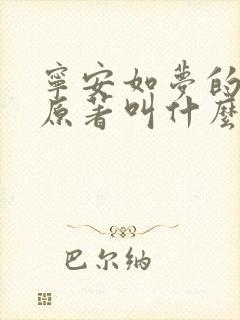 宁安如梦的小说原著叫什么