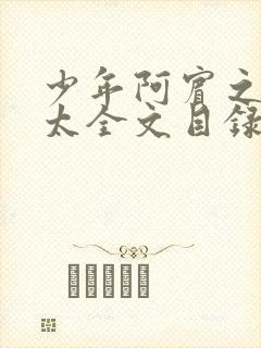 少年阿宾之房东太全文目录封面