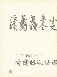 浮华是梦小说在线阅读全文