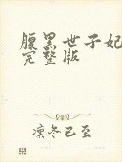 腹黑世子妃日常完整版