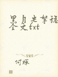 黑月光拿稳小说全文txt封面