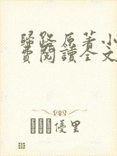 归路原著小说免费阅读全文