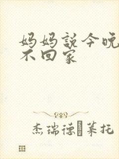妈妈说今晚爸爸不回家封面