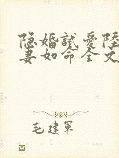隐婚试爱陆总宠妻如命全文免费阅读封面