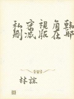 私密视角韩漫无删减版在哪看