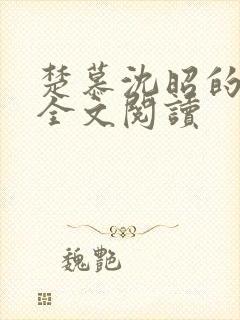 楚慕沈昭的小说全文阅读